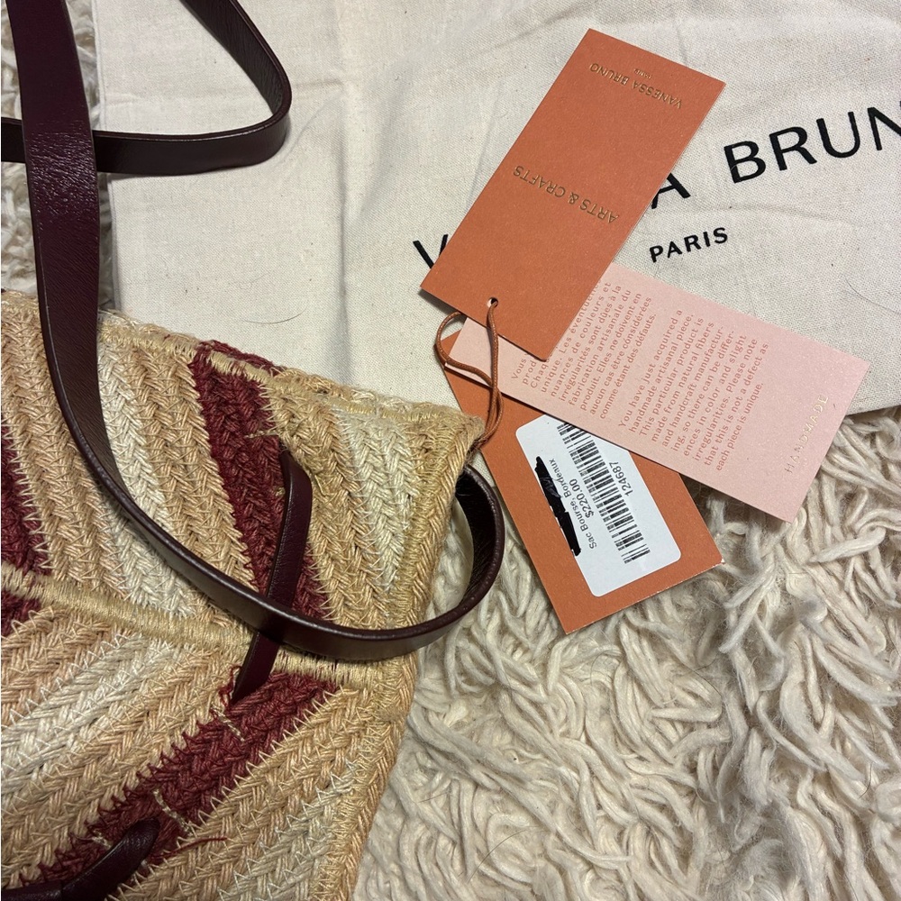 NWT VANESSA BRUNO CHEVRON JUTE CROSSBODY BAG - Picture 8 of 9